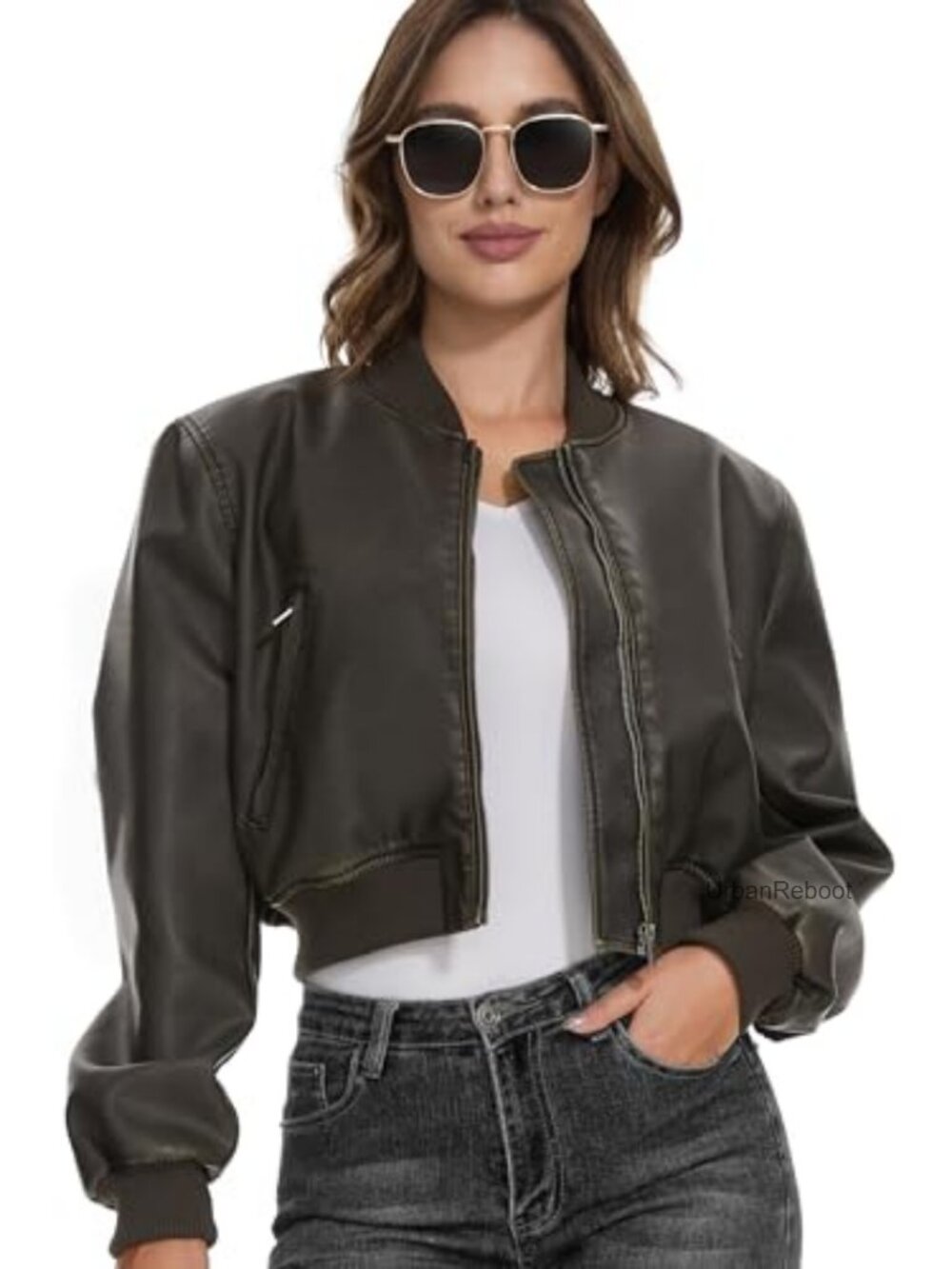 Faux Leather Motorcycle Jacket, Vegan Pleather Moto Biker Coat, Lightweight